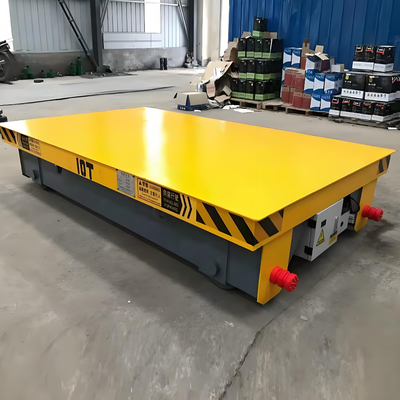 Electric Flatbed Yellow Automatic Transfer Trolley / AGV Cart Transfer