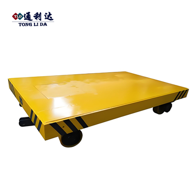 Electric Flatbed Yellow Automatic Transfer Trolley / AGV Cart Transfer